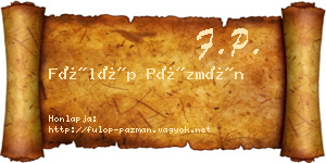 Fülöp Pázmán névjegykártya